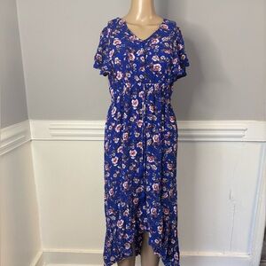 Blue Floral High Low Dress by Knox Rose